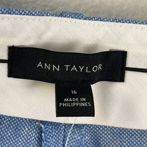 NEW Ann Taylor Womens 16 Straight Leg Pants Blue Linen Blend Mid Rise Career - Picture 3 of 11